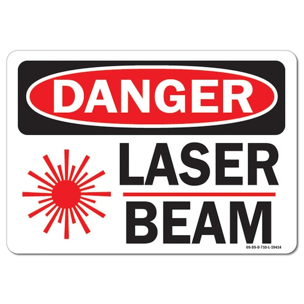 Signmission OSHA Danger Decal, Laser Beam W/ Graphic, 7in X 5in Decal, 5" H, 7" W, Landscape OS-DS-D-57-L-19414 - main